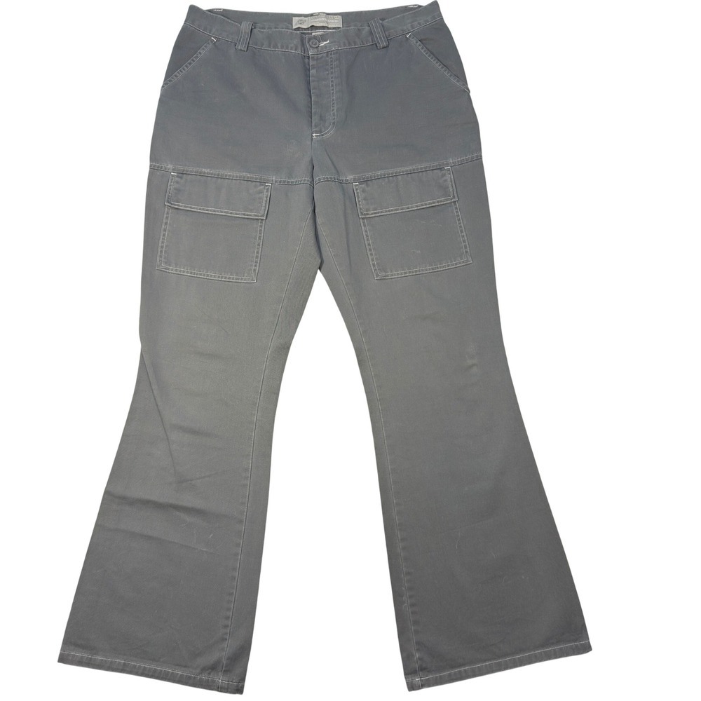 American Eagle Cargo Khakis 14 Womens Flare Leg Utility Pants Gray